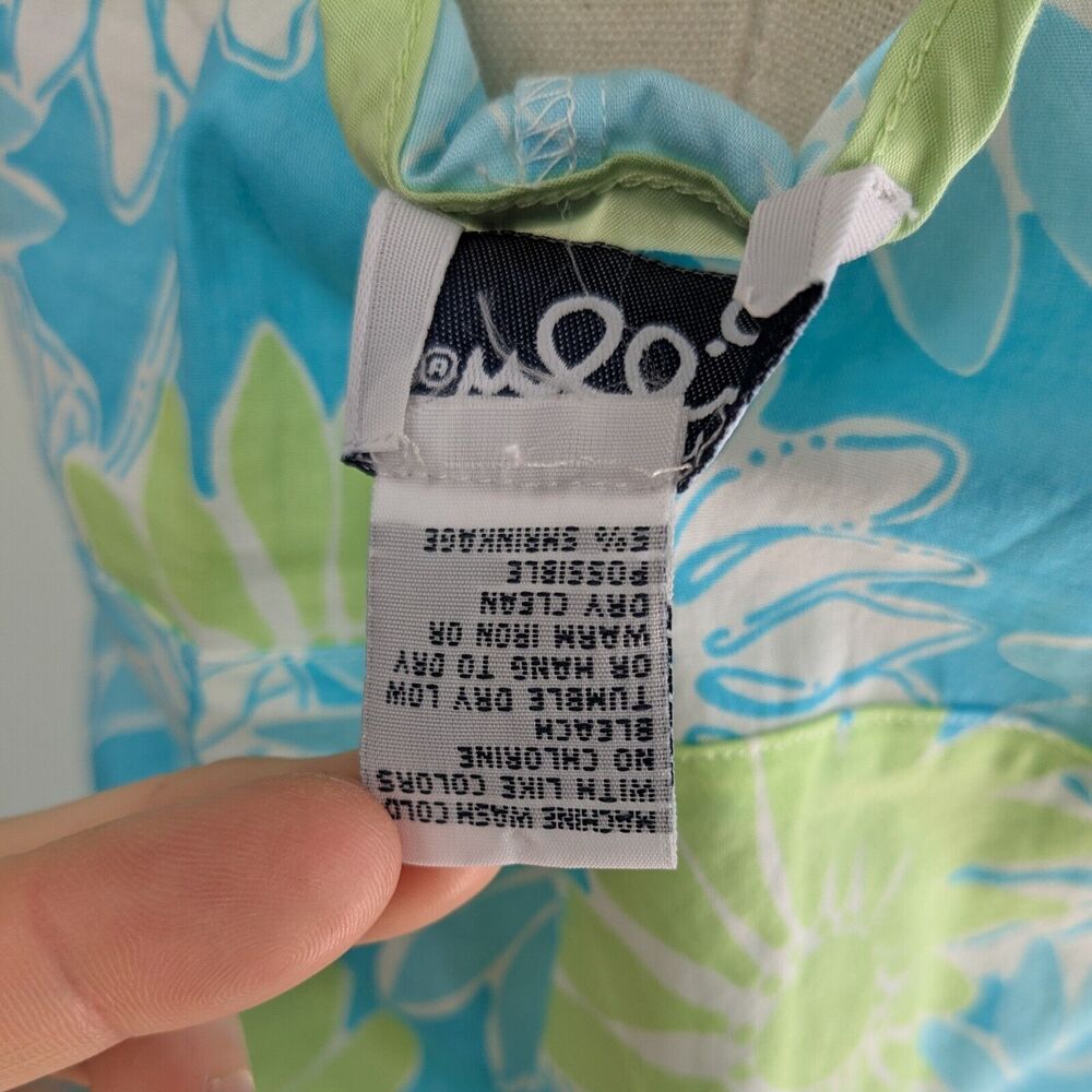 Vintage Lilly Pultizer Mini Dress Floral Y2K 90s Empire Slip Blue Green Beach - Picture 12 of 13